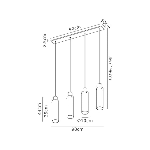 Brooks Slim Linear Pendant 4 Light